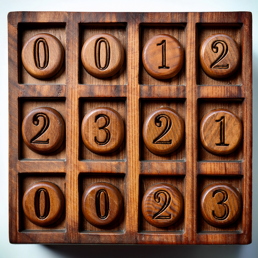 an AI generated image of a wooden block carved with numbers