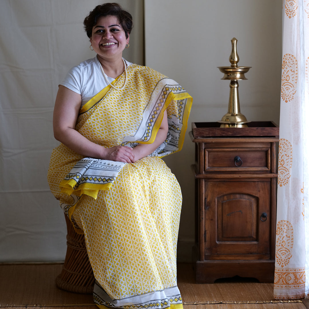 Kota cotton saris - Block printed