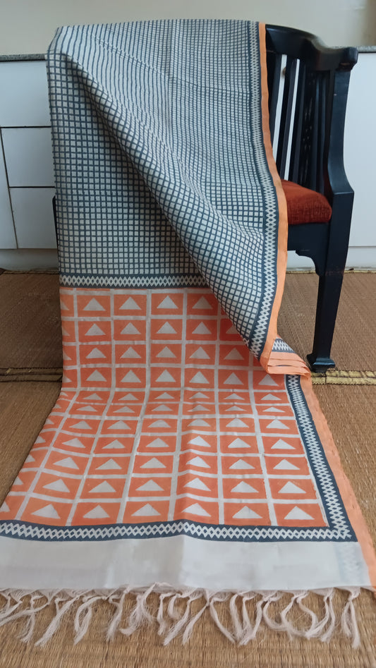 Block printed silk cotton saree (SC6-312)