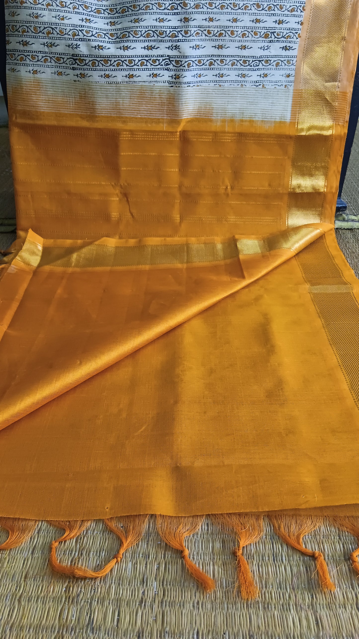 Block printed silkcotton saree (SC4-502)