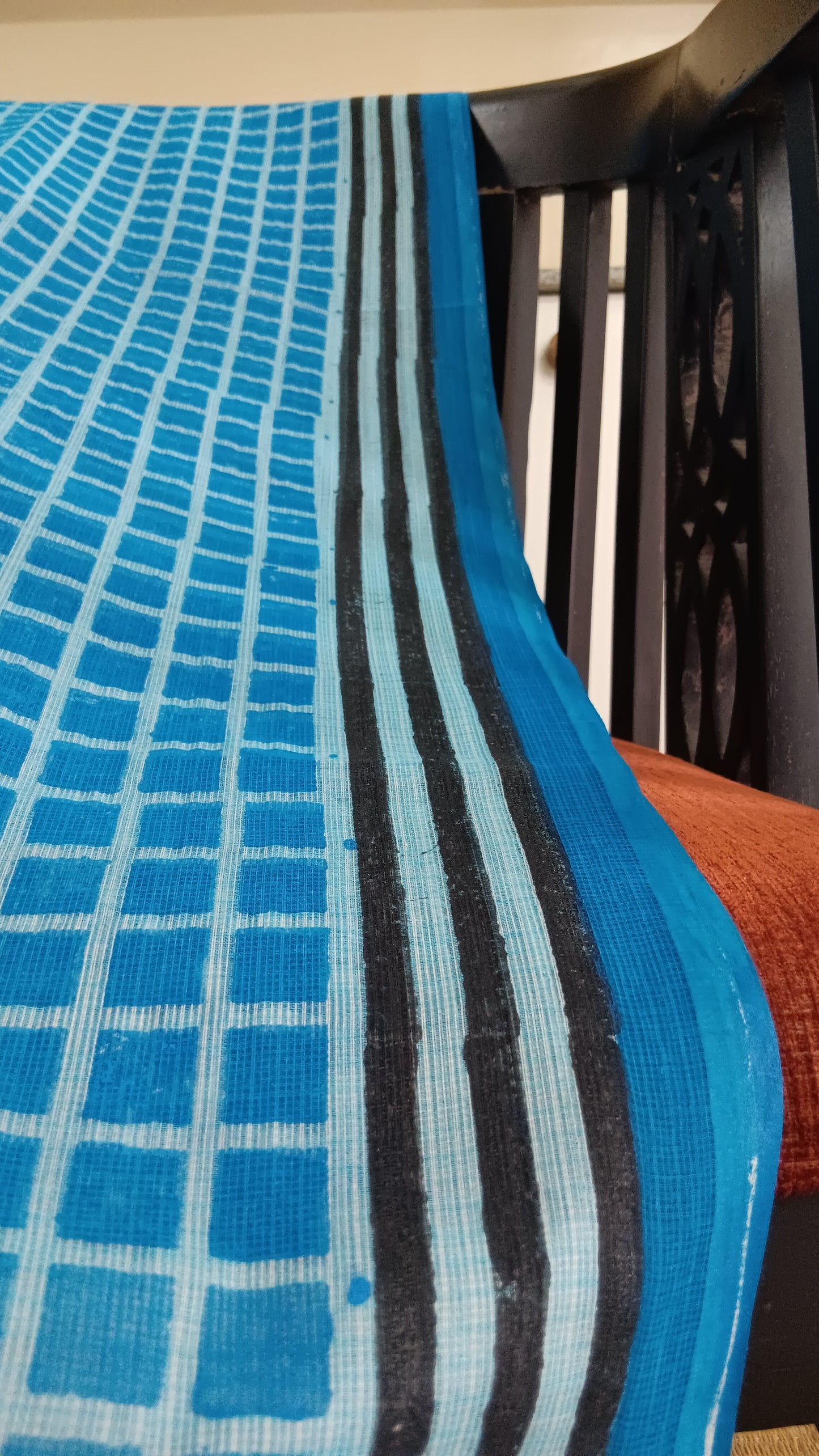 Blue checks kota cotton saree (CKT-209)