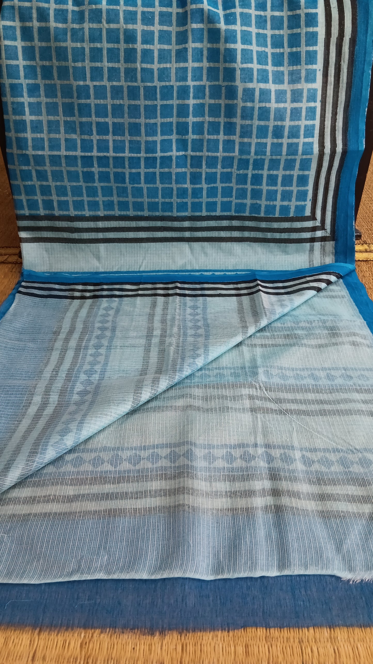 Blue checks kota cotton saree (CKT-209)