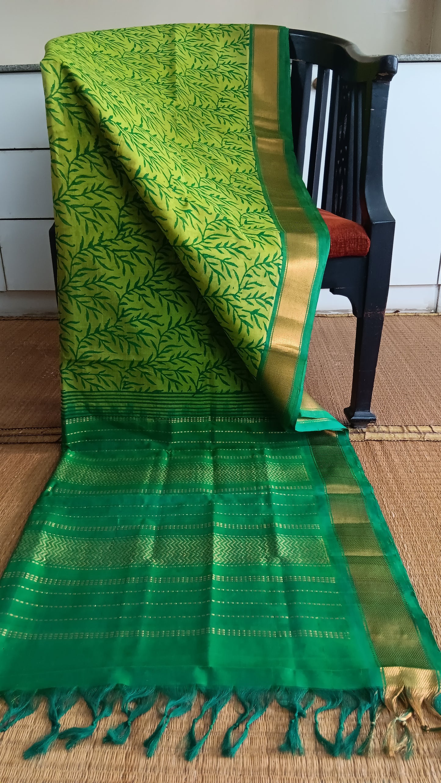 Green function wear silk cotton saree (SC4-505)