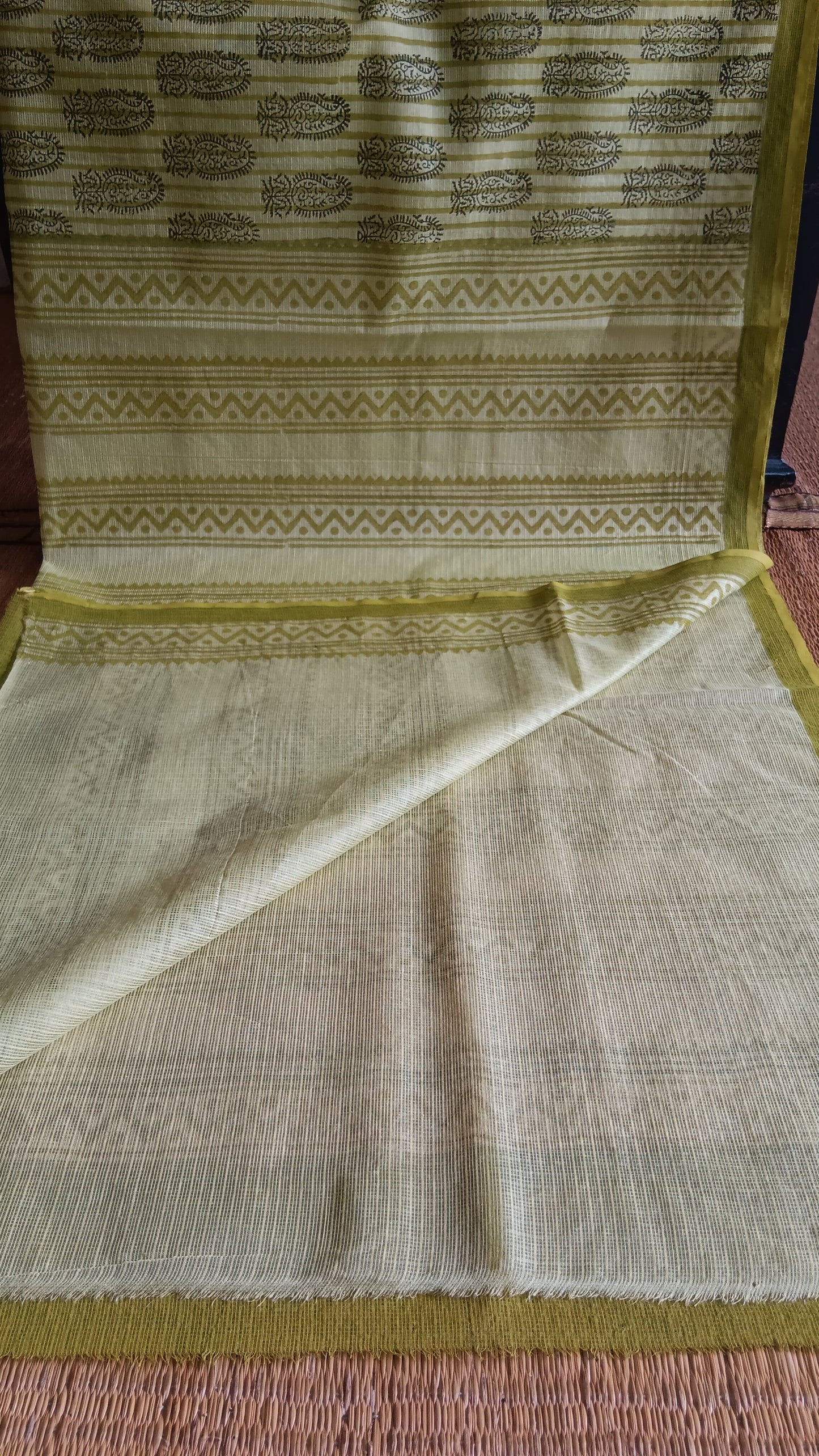 Green printed daily wear cotton saree (CKT-215)