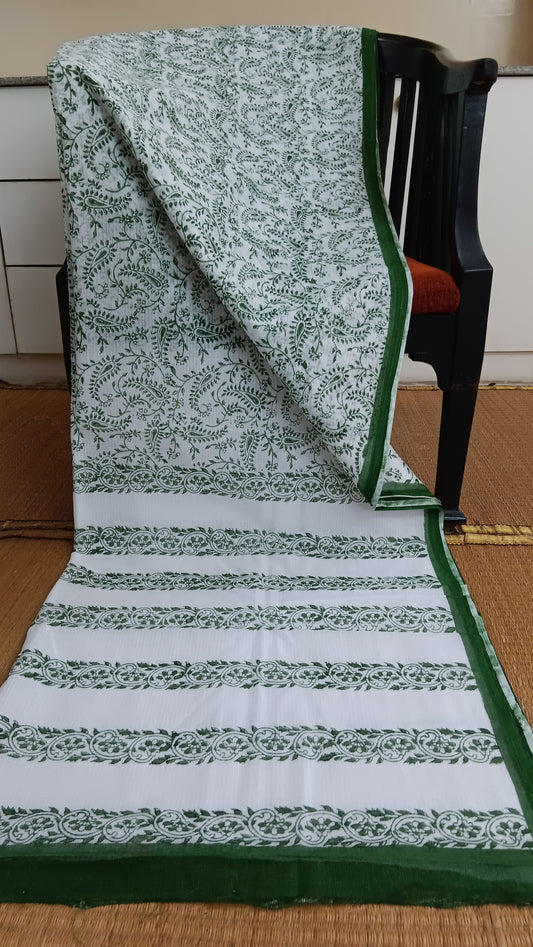Green printed kota cotton saree (CKT-232)