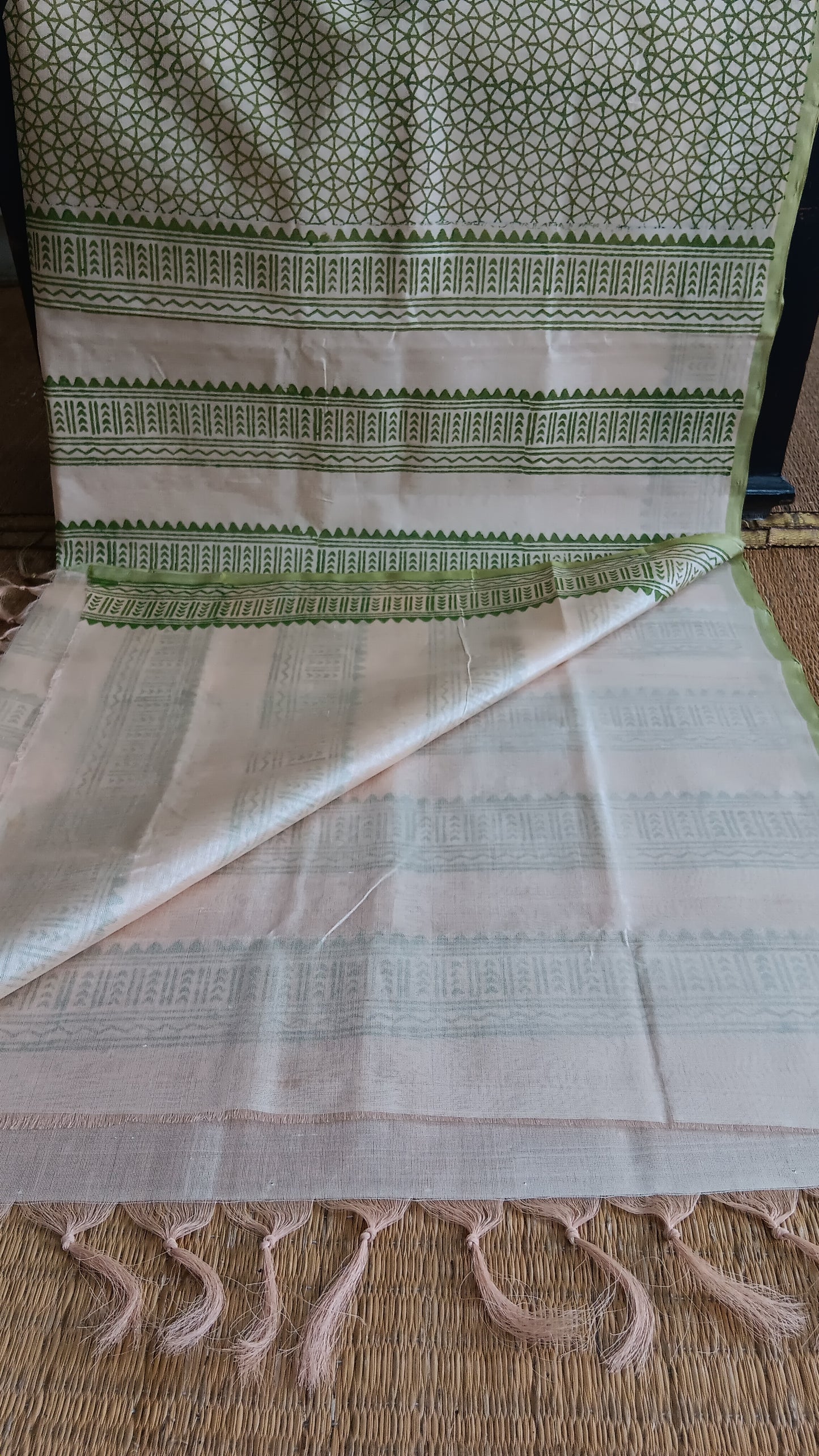 Green printed silk cotton saree (SC6-304)