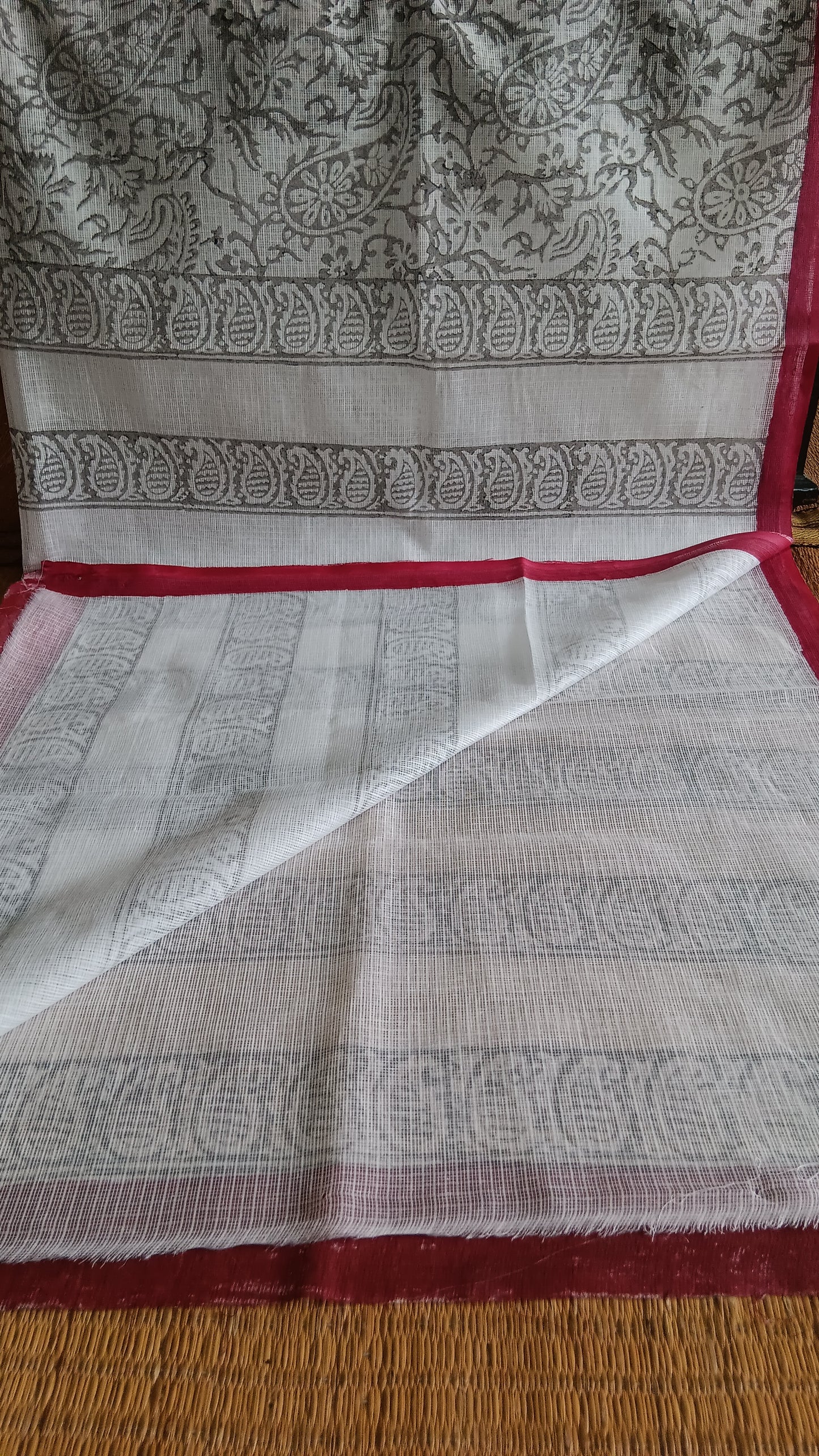 Grey printed kota cotton saree (CKT-204)