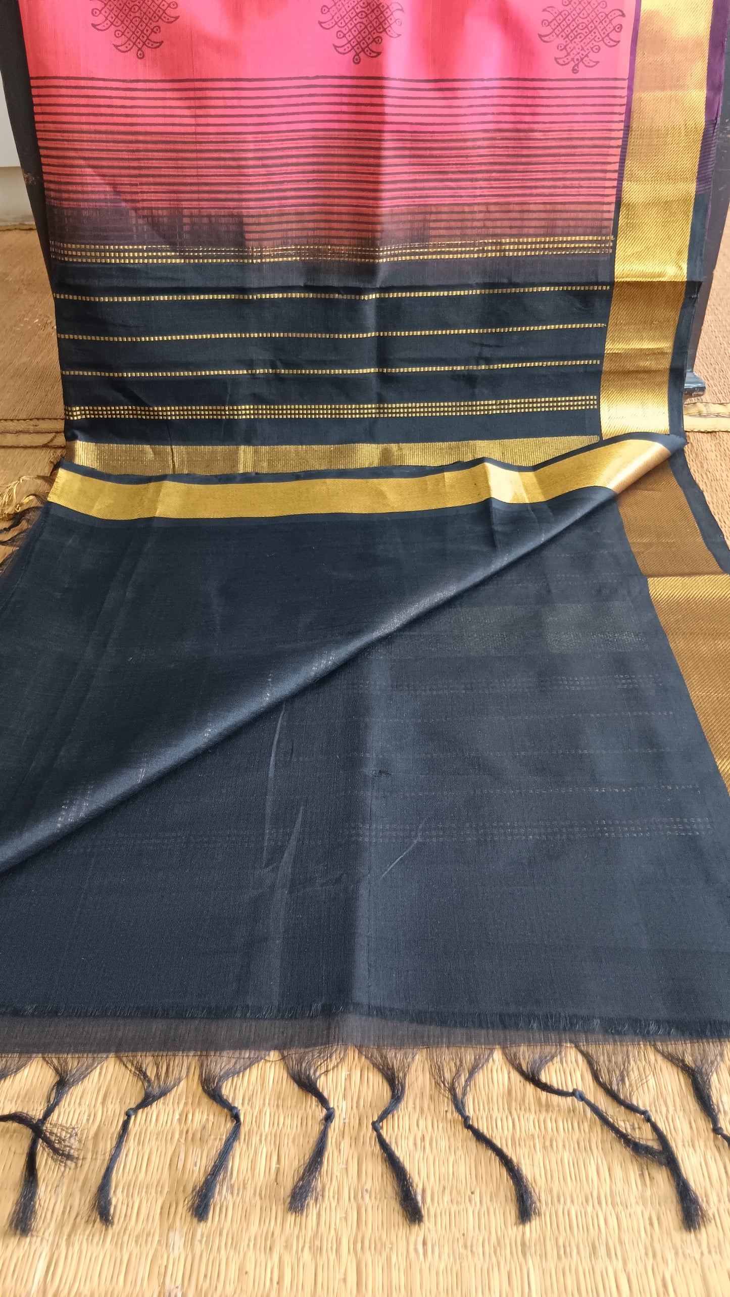 Kolam print silkcotton saree (SC4-507)