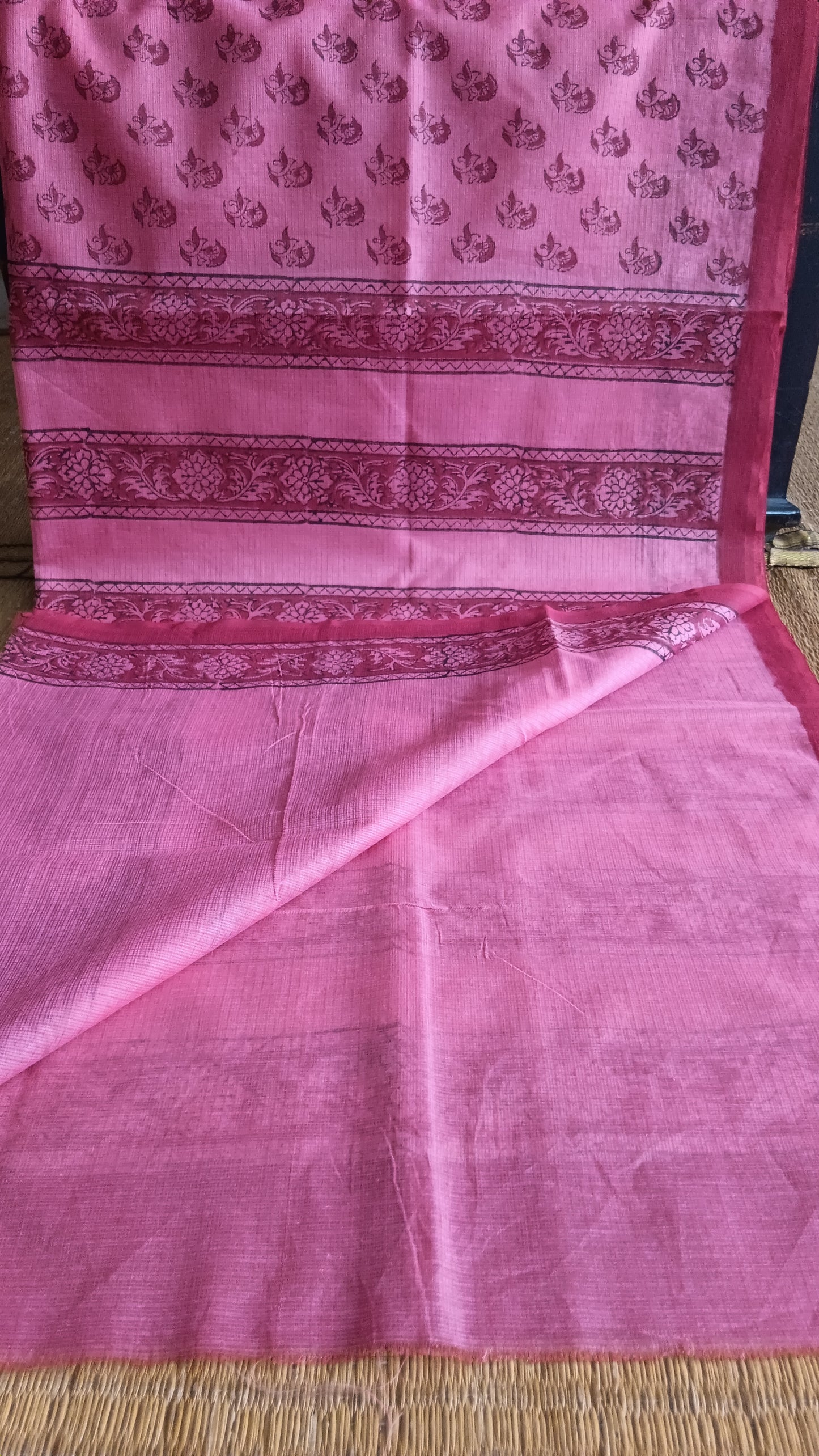 Pink printed kota cotton saree (CKT-203)