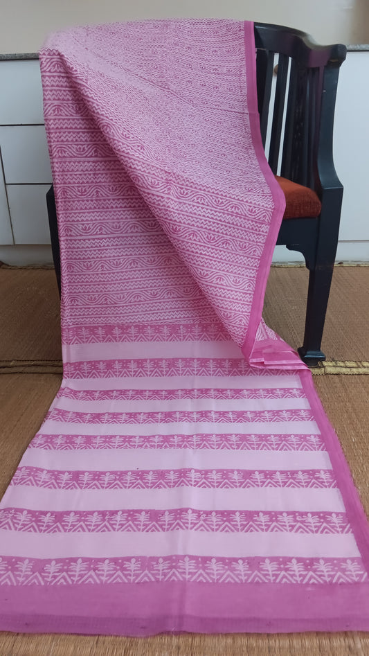 Printed daily wear pink kota cotton saree (CKT-230)