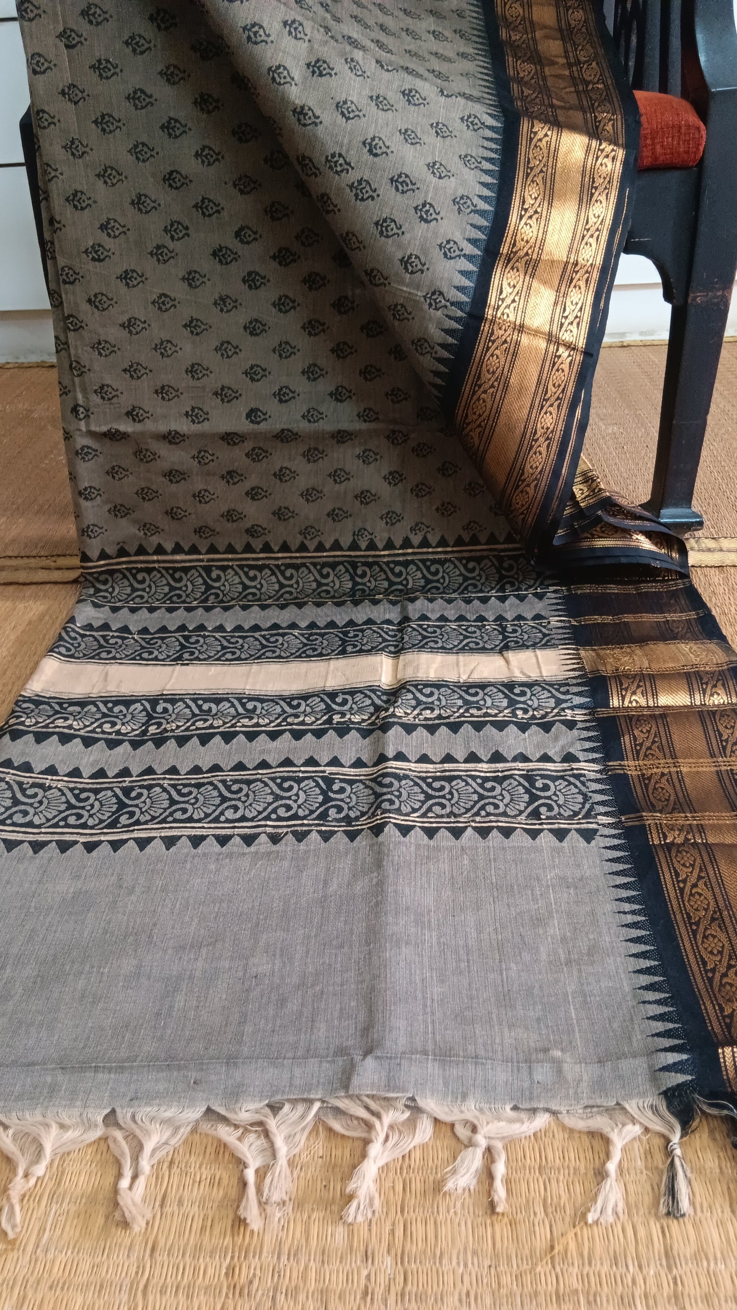 Black gold function wear cotton saree (CGOP-501)