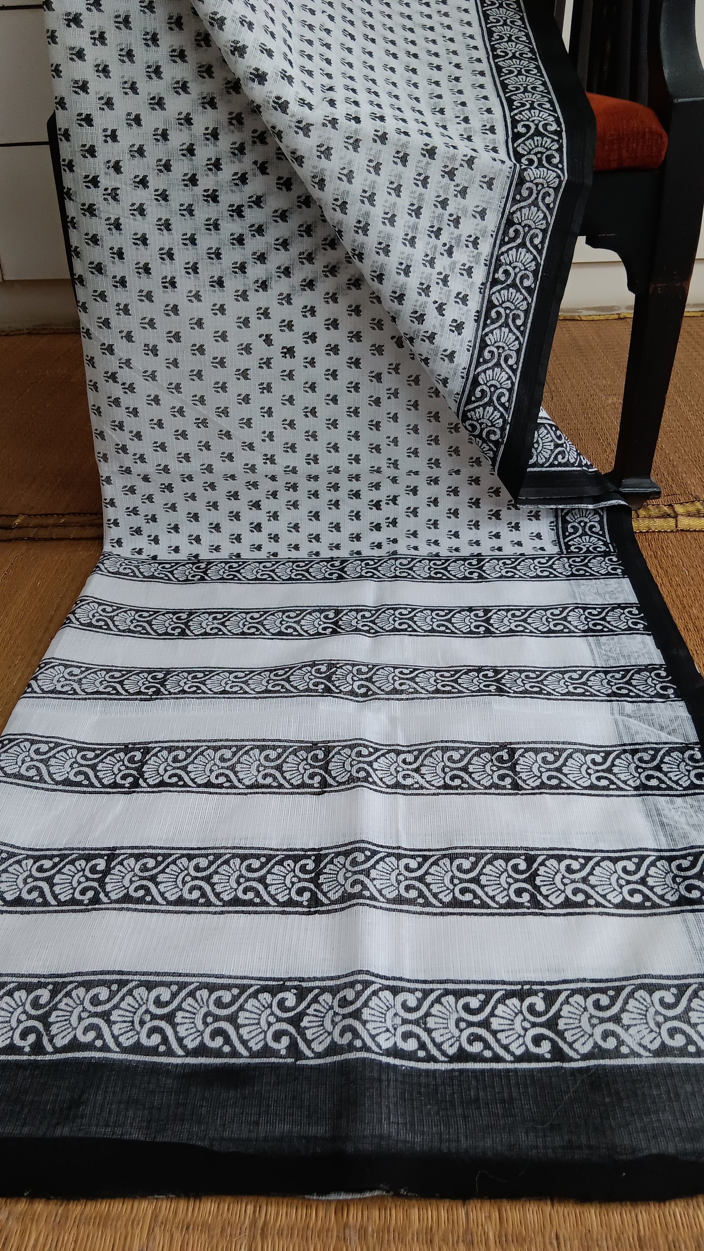 Black white office wear kota cotton saree (CKT-117)