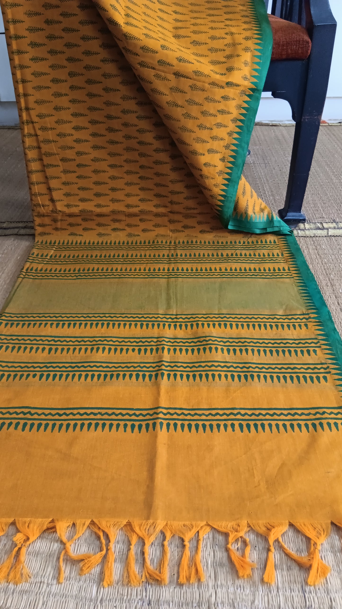 Block printed daily wear cotton saree (DW-133)