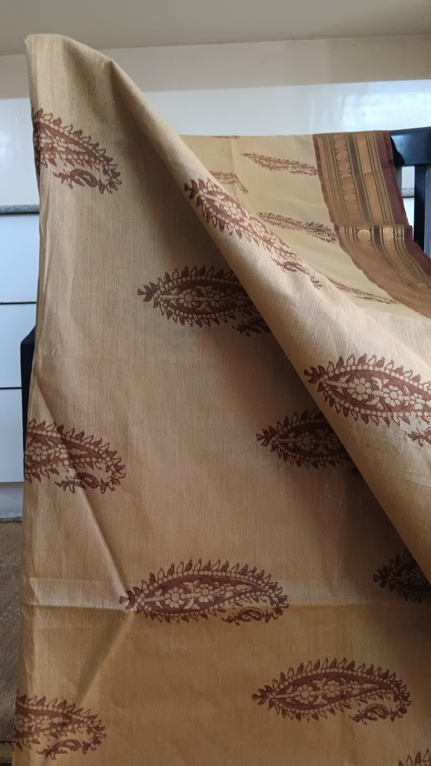 Block printed south cotton saree (CGOP-509)