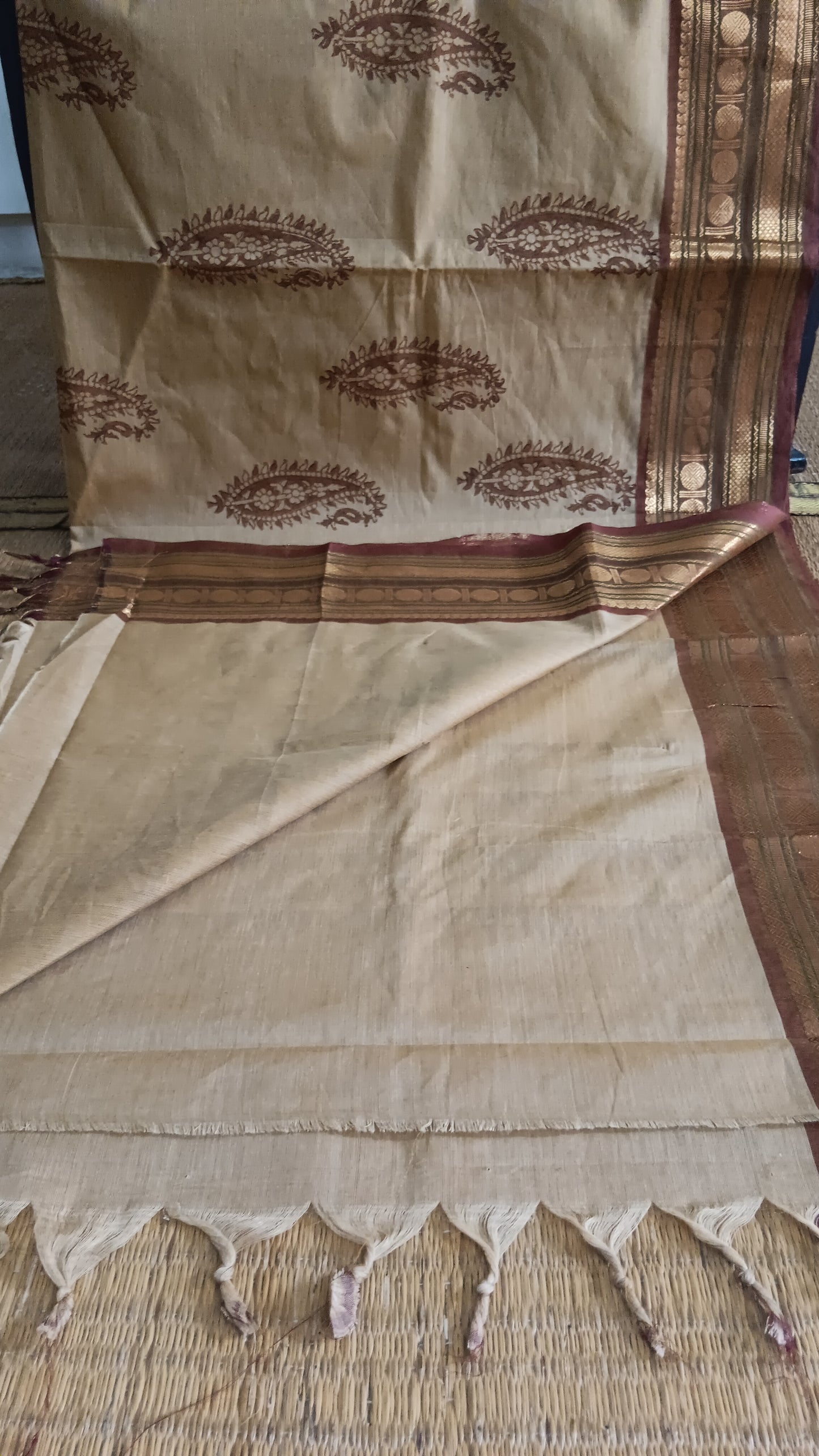 Block printed south cotton saree (CGOP-509)