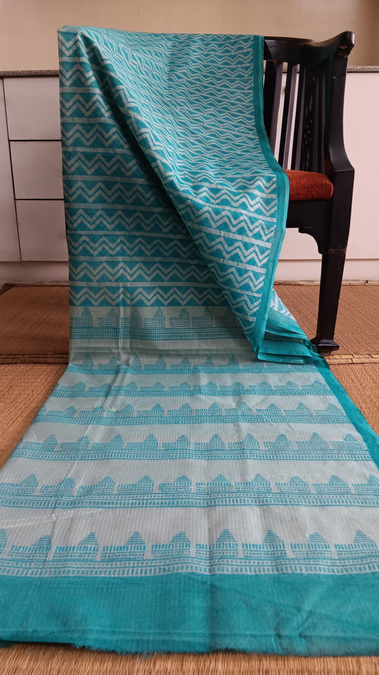 Blue printed kota cotton saree (CKT-2217)