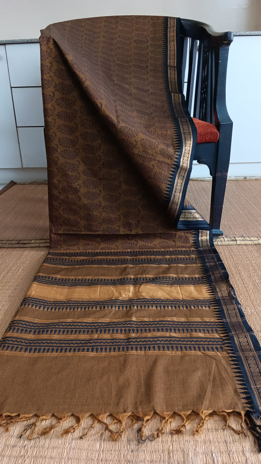 Brown function wear cotton saree (CGOP-948)