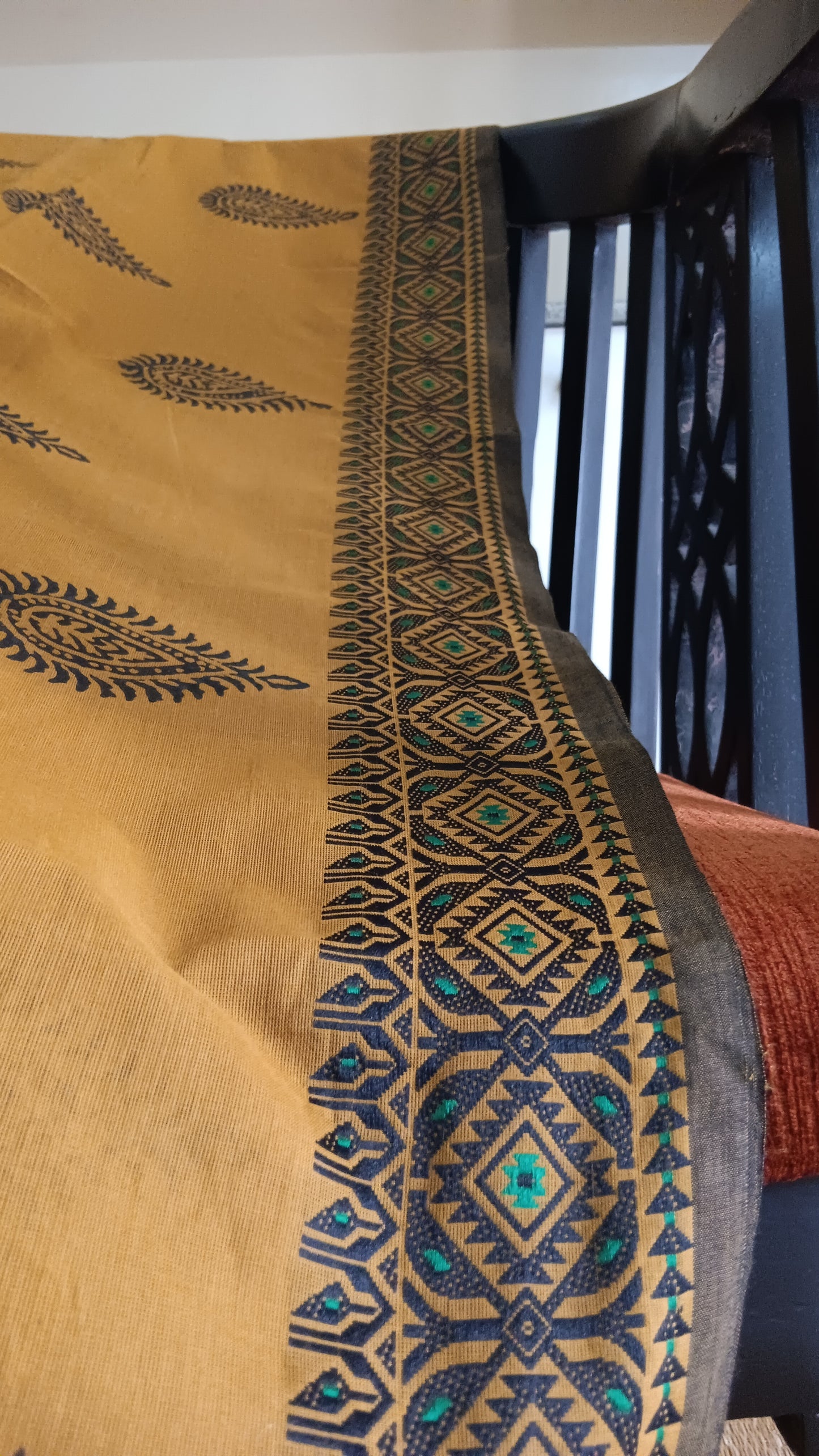 Brown printed daily use cotton saree (DW-510)