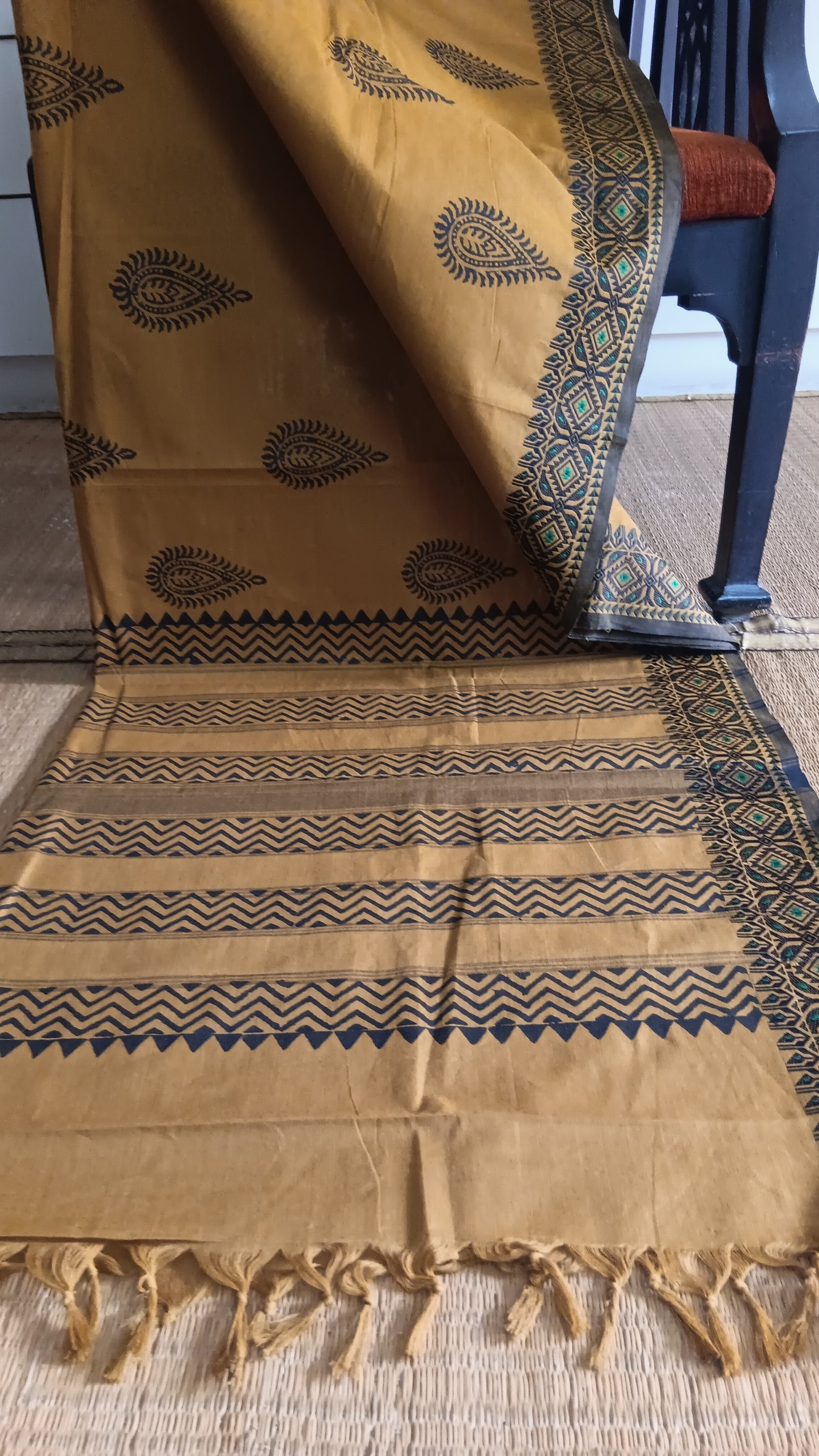 Brown printed daily use cotton saree (DW-510)