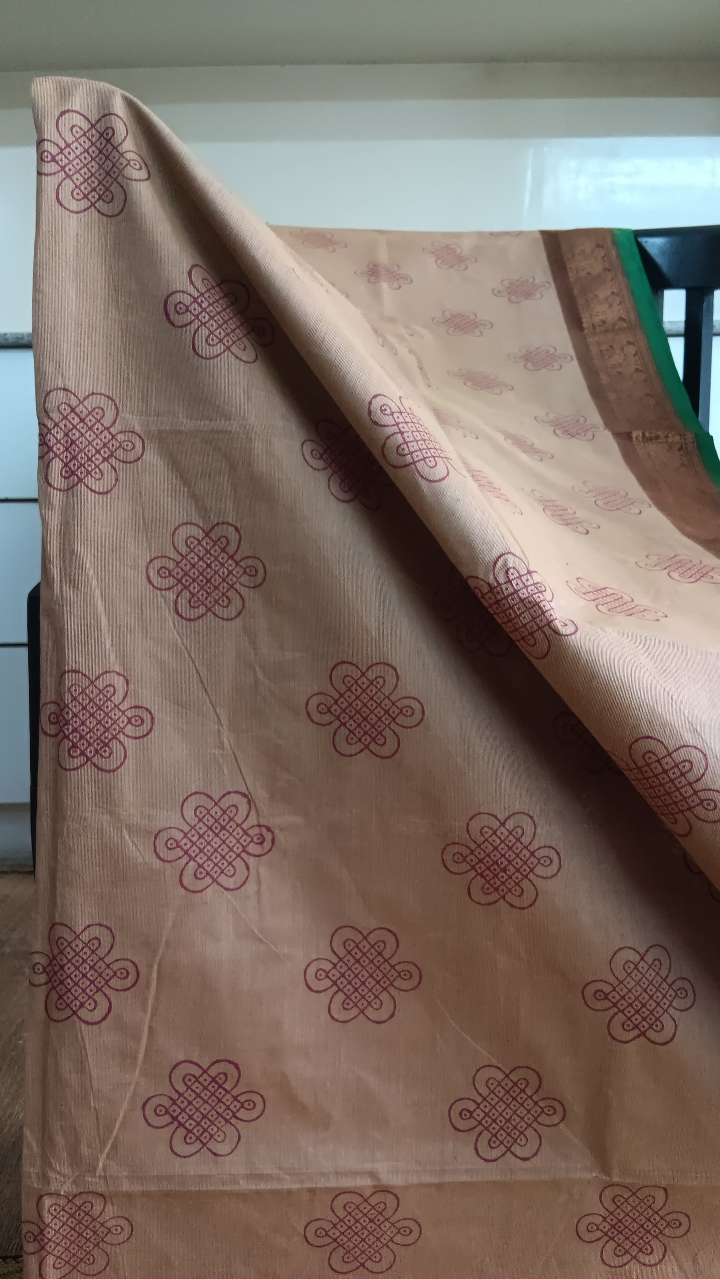 Brown printed function wear cotton saree (CGOP-965)