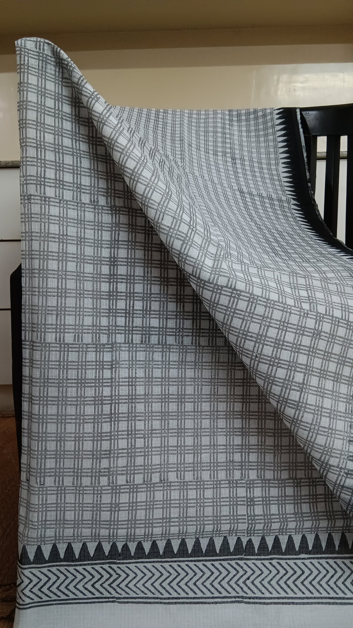 Checks printed kota cotton saree (CKT-108)