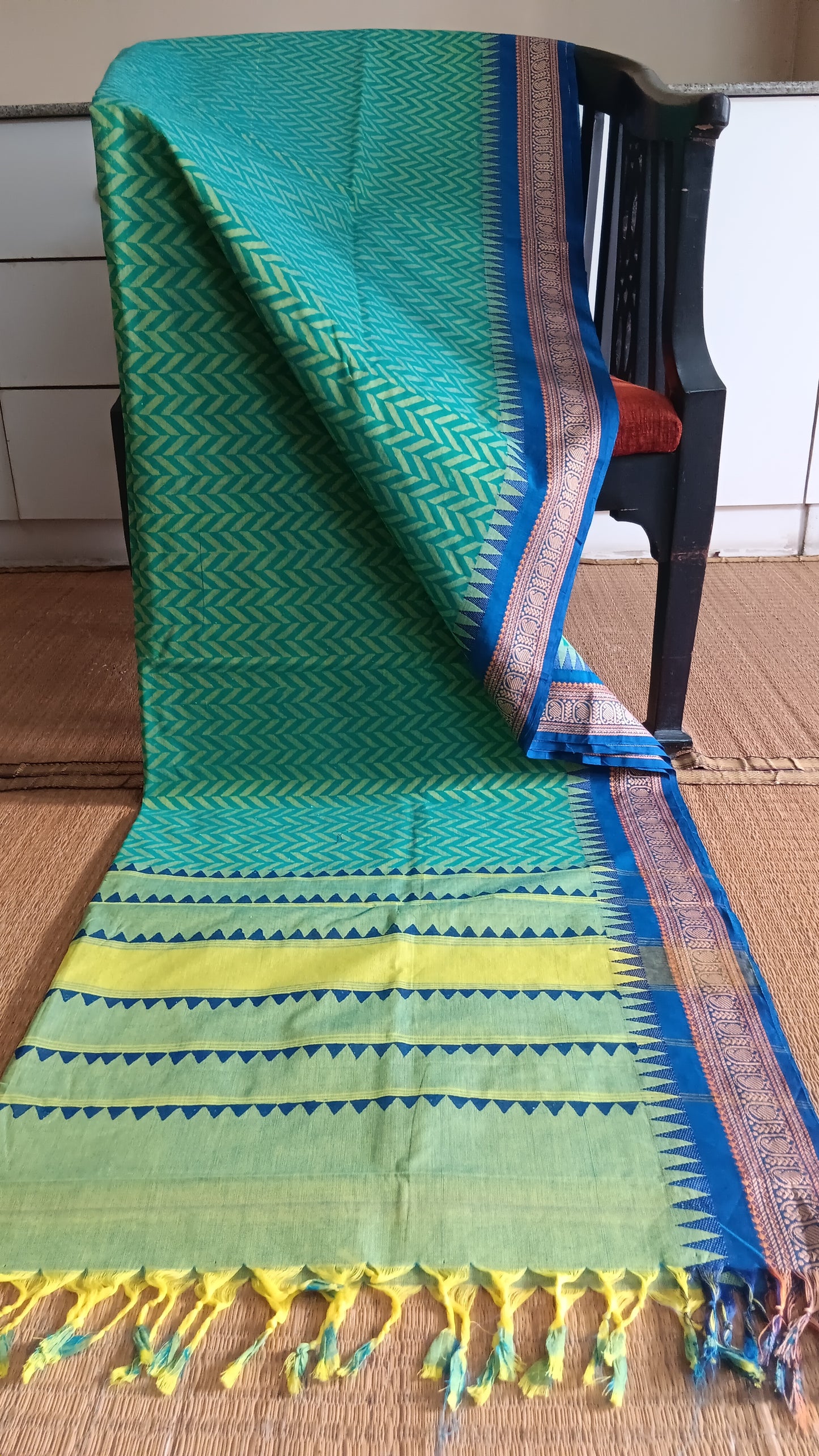 Chevron print south cotton saree (DW-511)