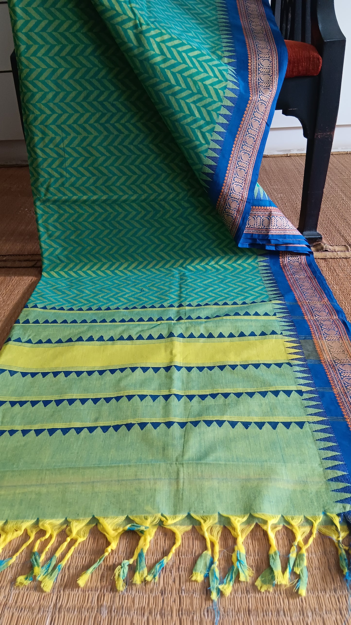 Chevron print south cotton saree (DW-511)