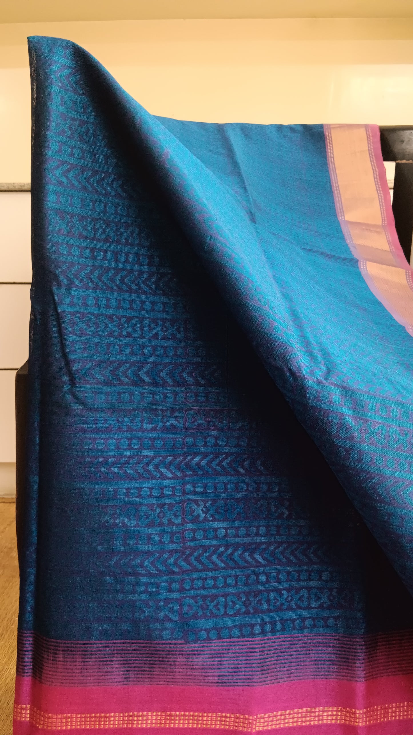 Dark blue and pink silk cotton saree (SC4-451)