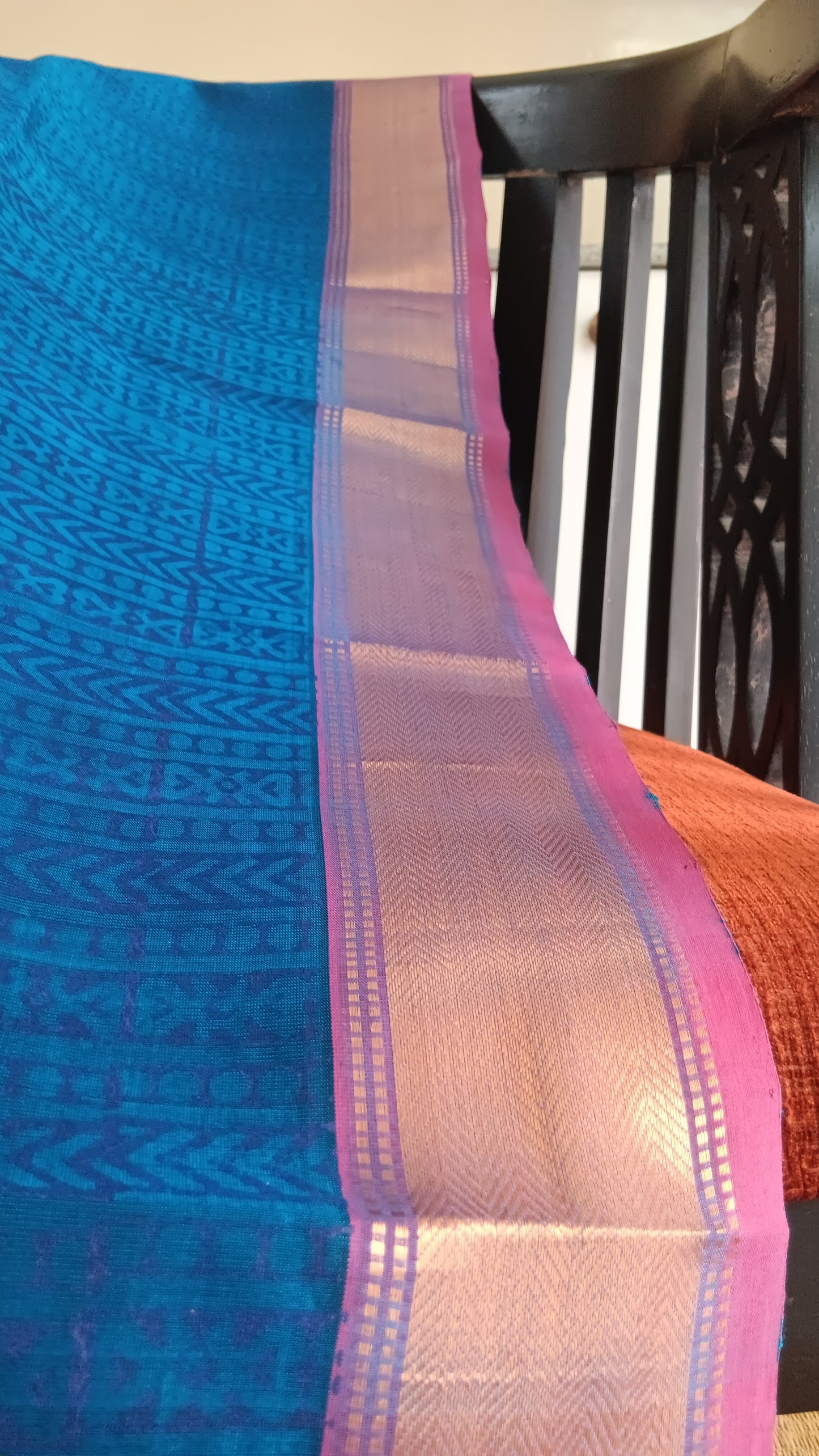 Dark blue and pink silk cotton saree (SC4-451)