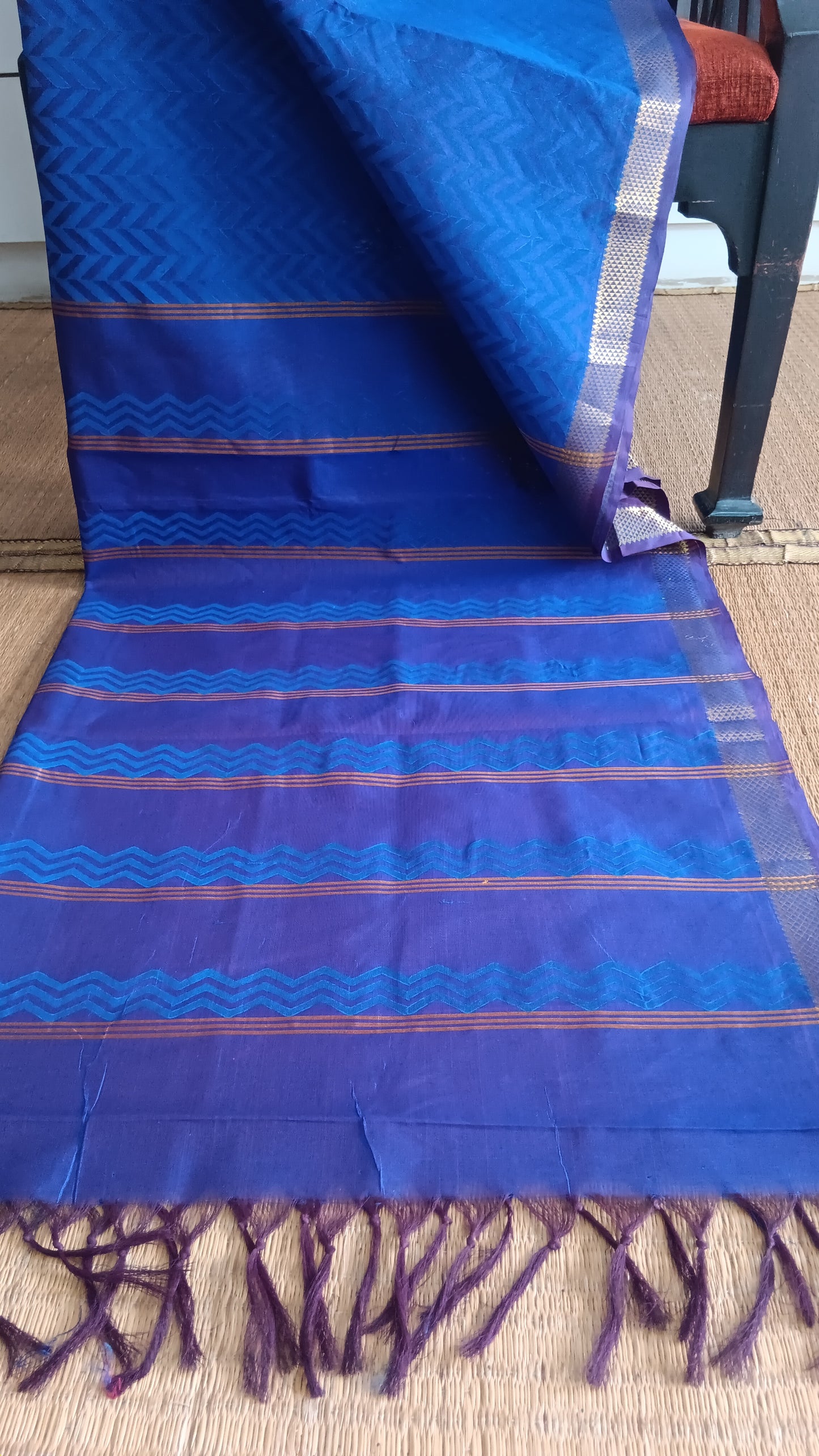 Dark blue silk cotton saree (SC2-452)