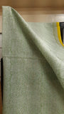 close up of the green block printed body of a light weight weight kota cotton saree