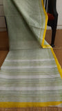 close up of the block printed pallu of a light weight daily wear kota cotton saree