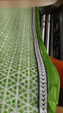 close up view of the border of a block printed kota cotton saree for daily use
