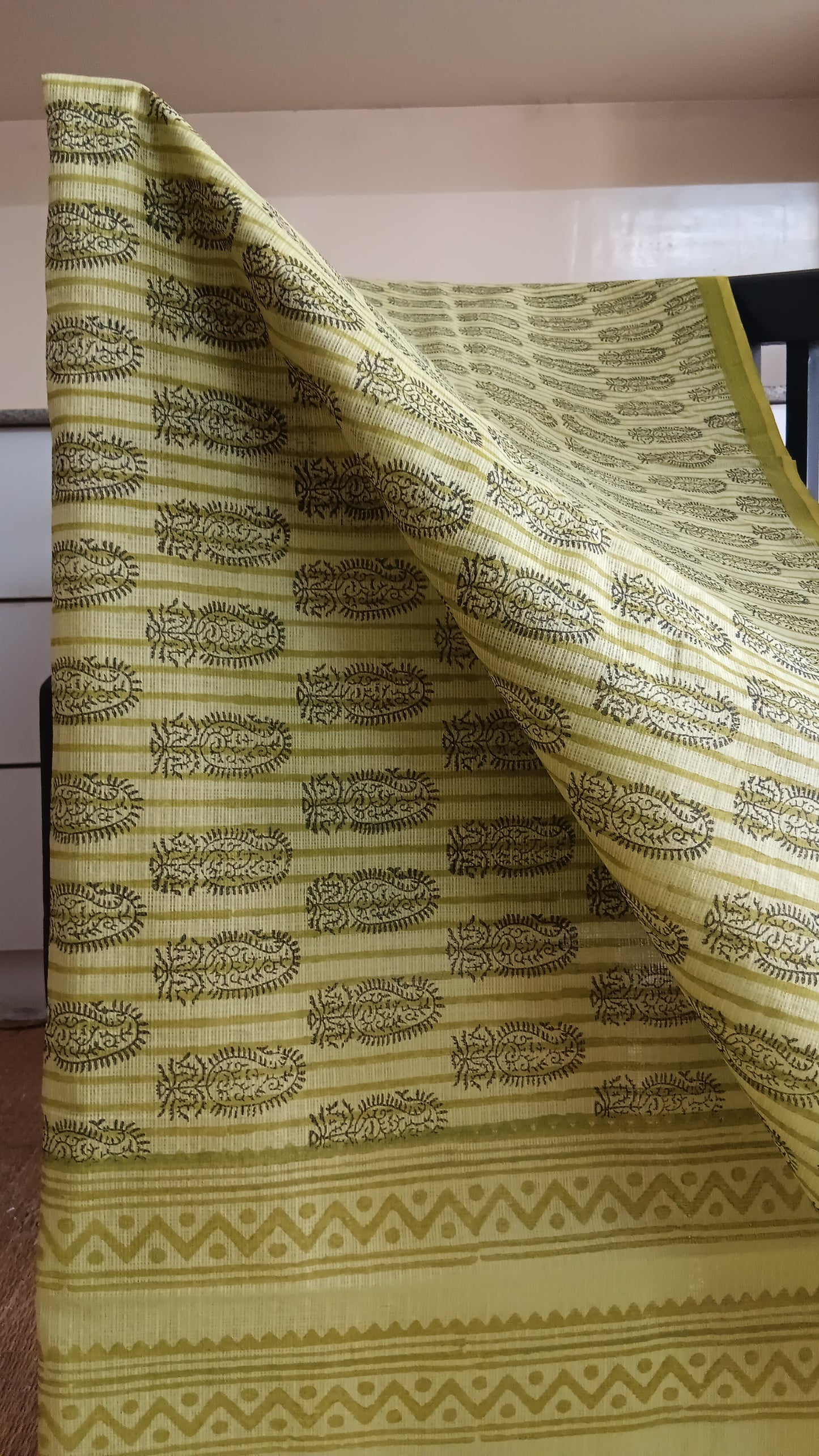Green printed daily wear cotton saree (CKT-215)