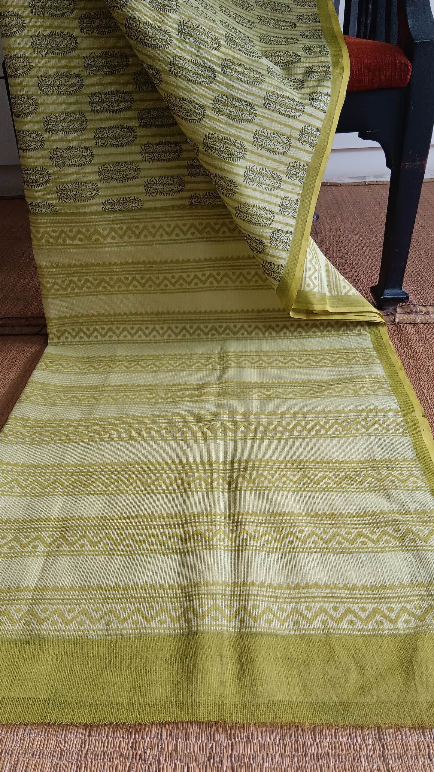 Green printed daily wear cotton saree (CKT-215)