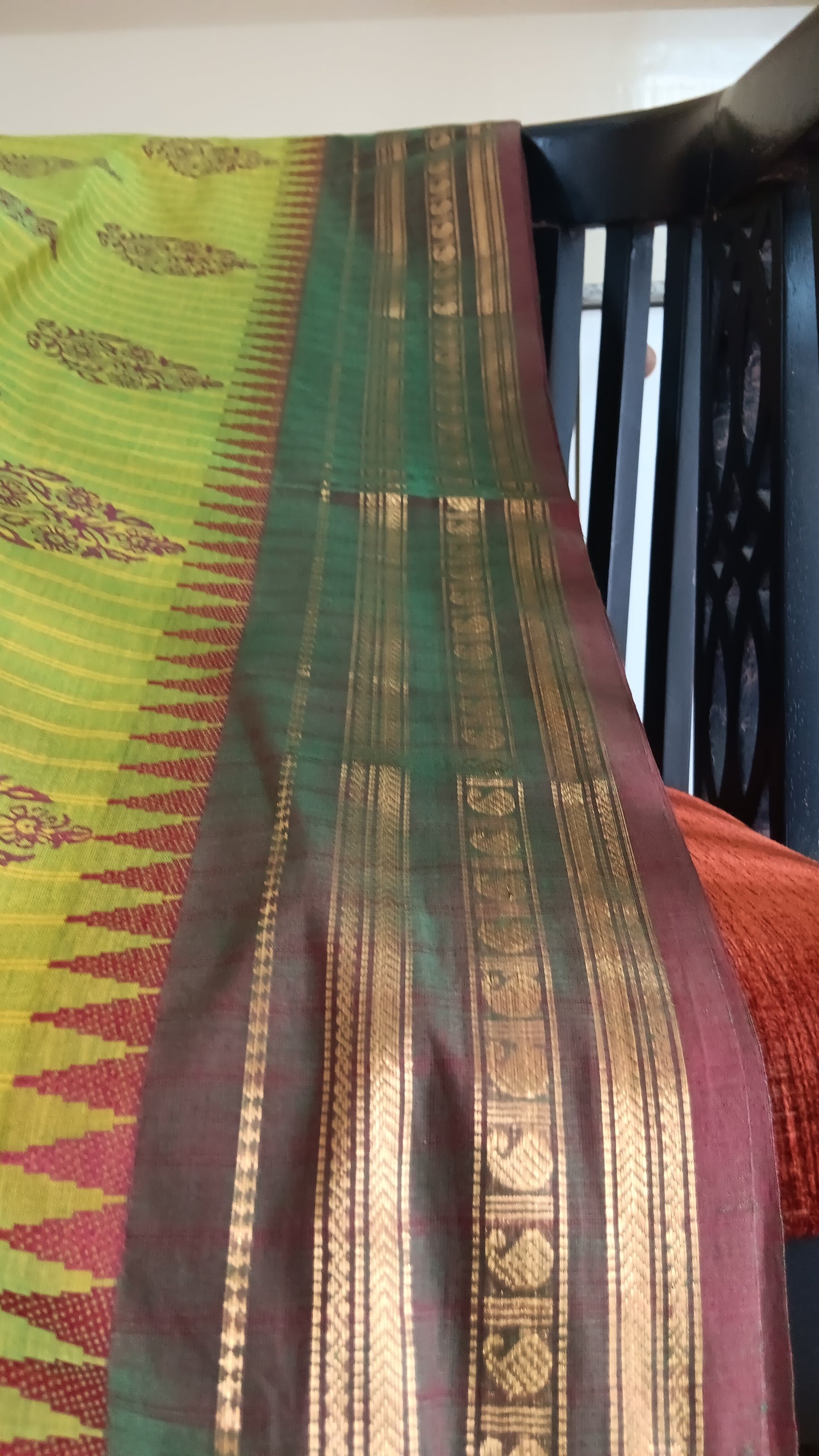 Green printed function wear cotton saree (CGOP-966)