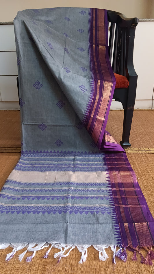 Grey cotton function wear saree (CGOP-506)