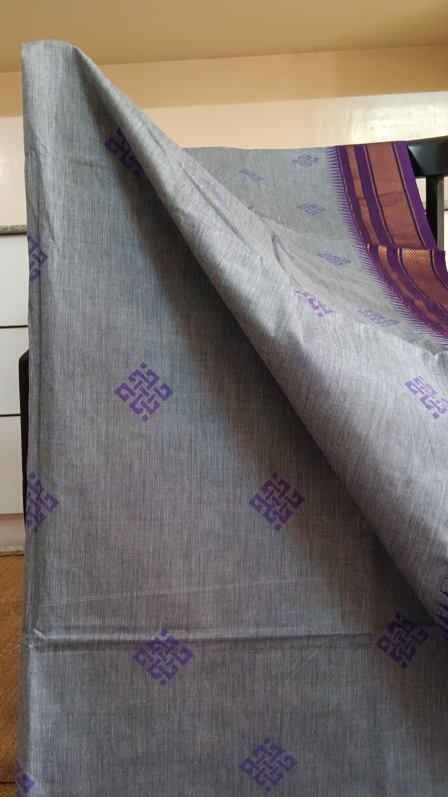 Grey cotton function wear saree (CGOP-506)