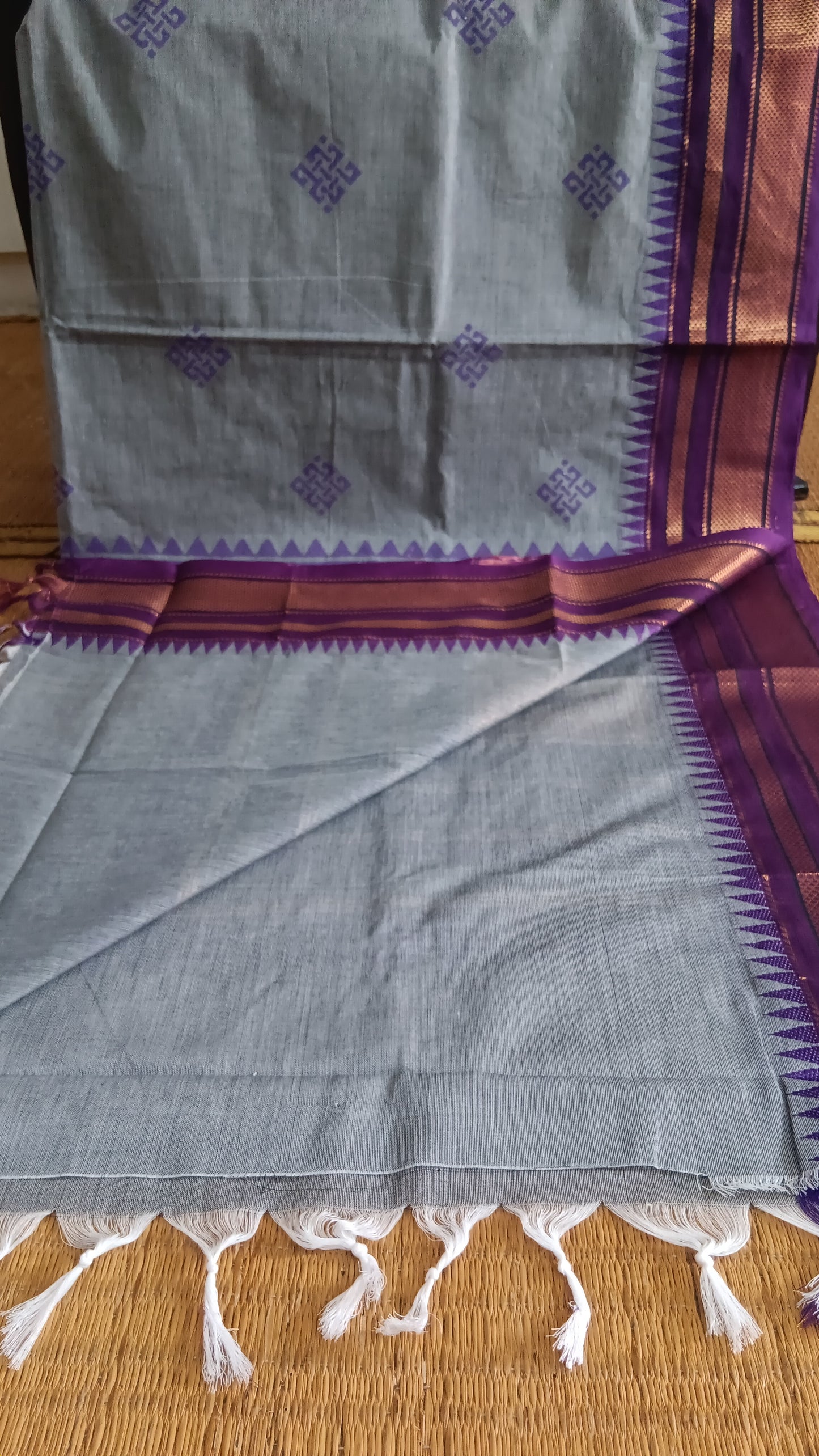 Grey cotton function wear saree (CGOP-506)