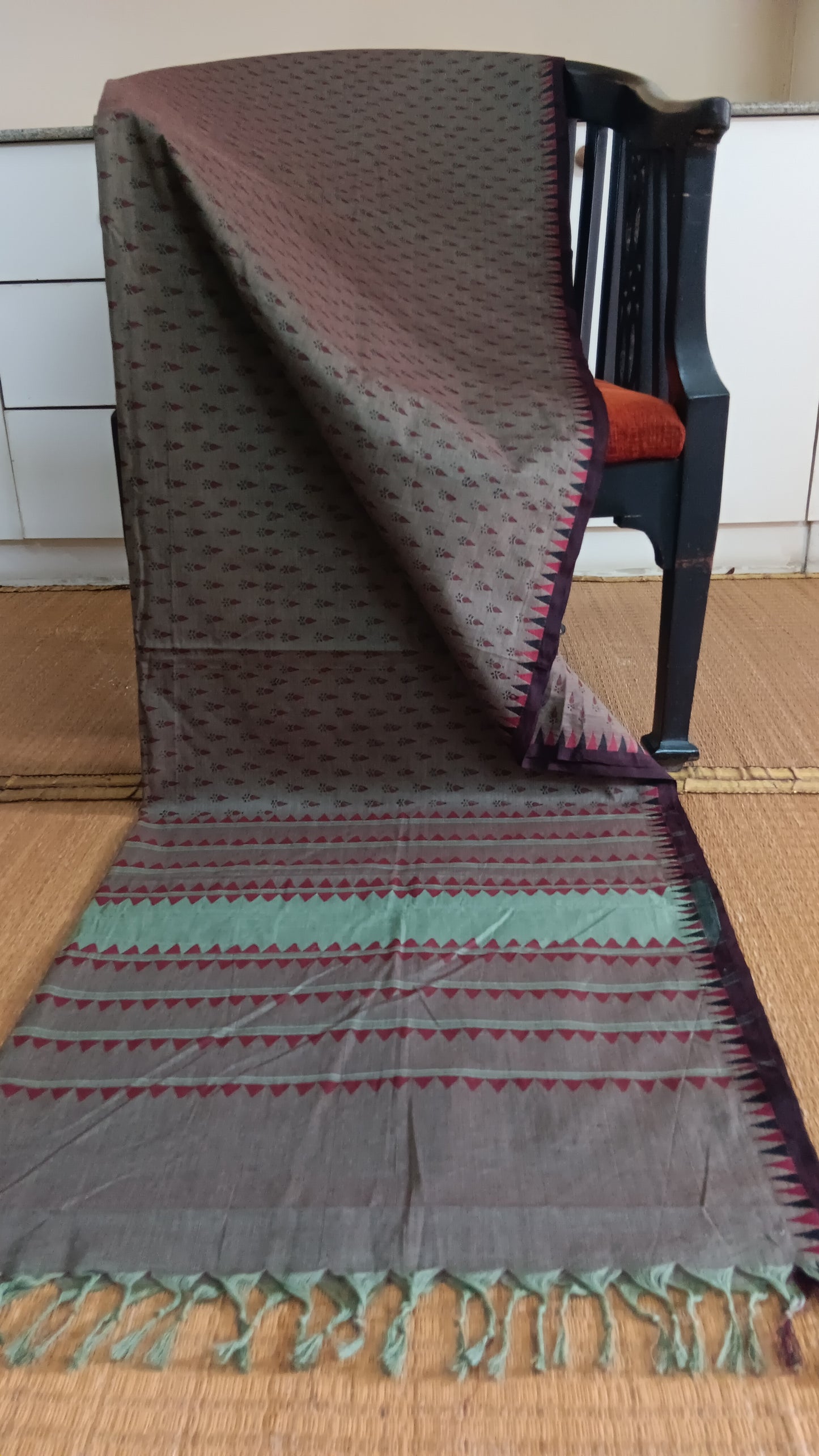 Grey cotton saree for office use (DW-506)