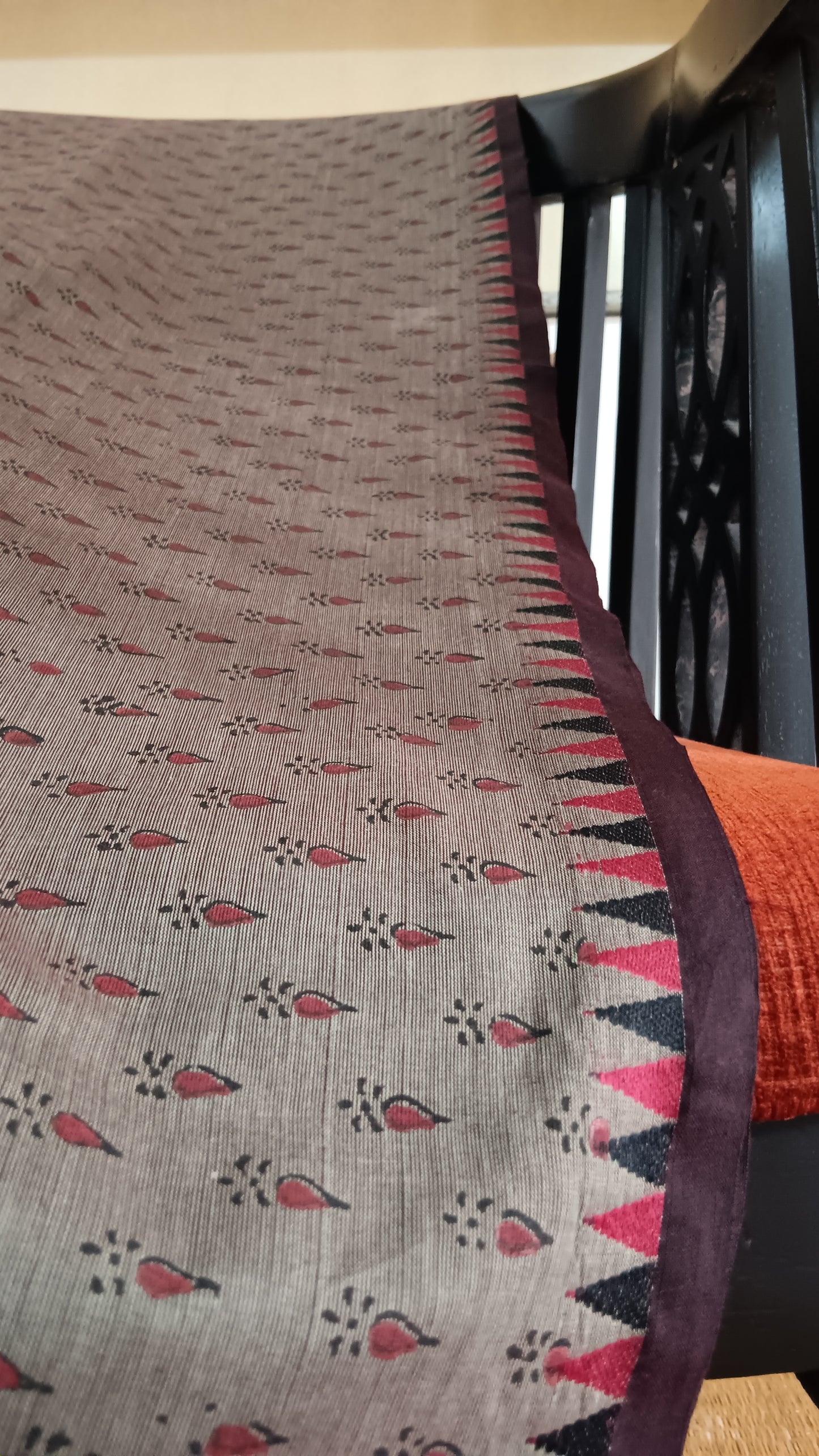 Grey cotton saree for office use (DW-506)