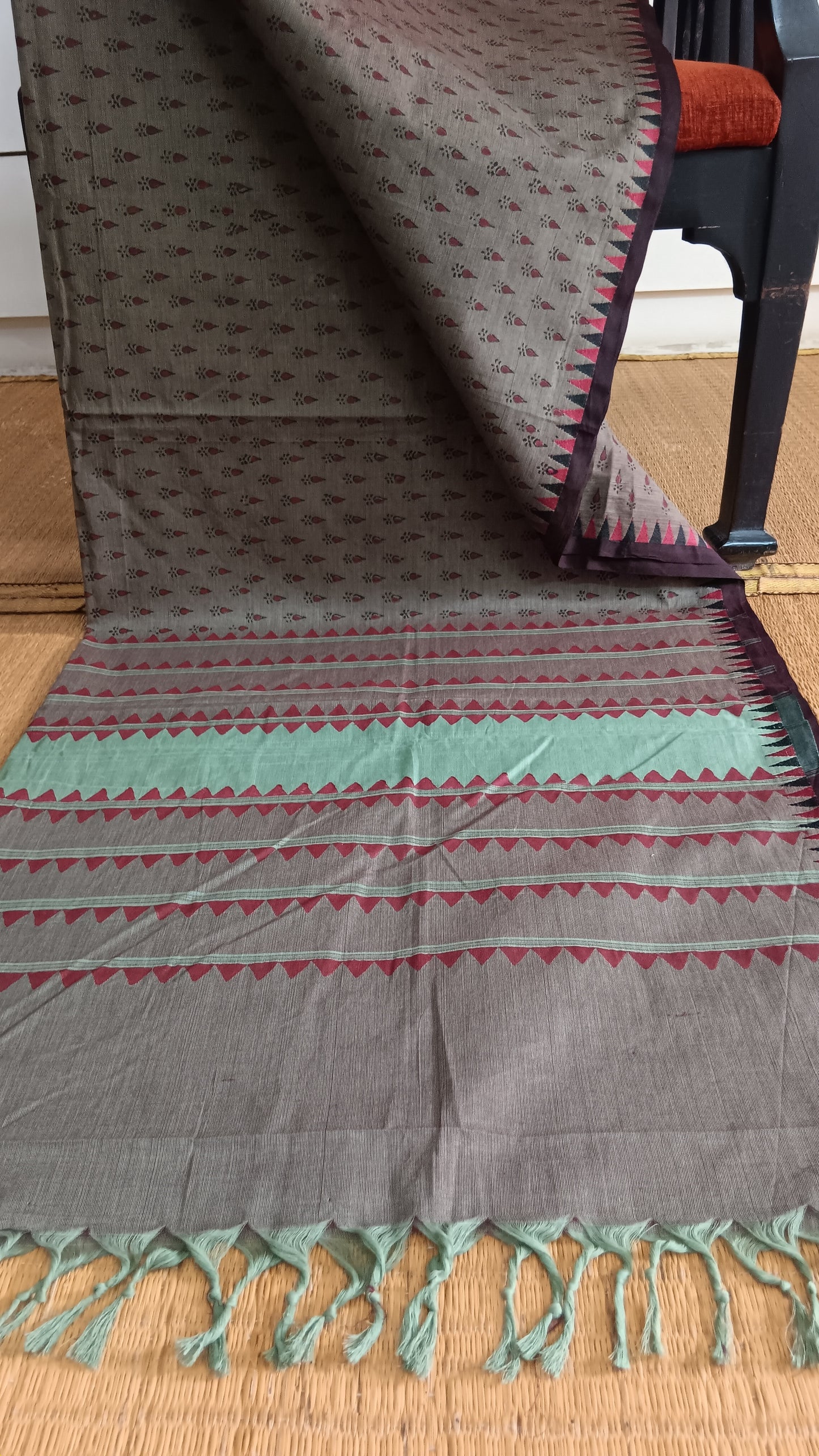 Grey cotton saree for office use (DW-506)