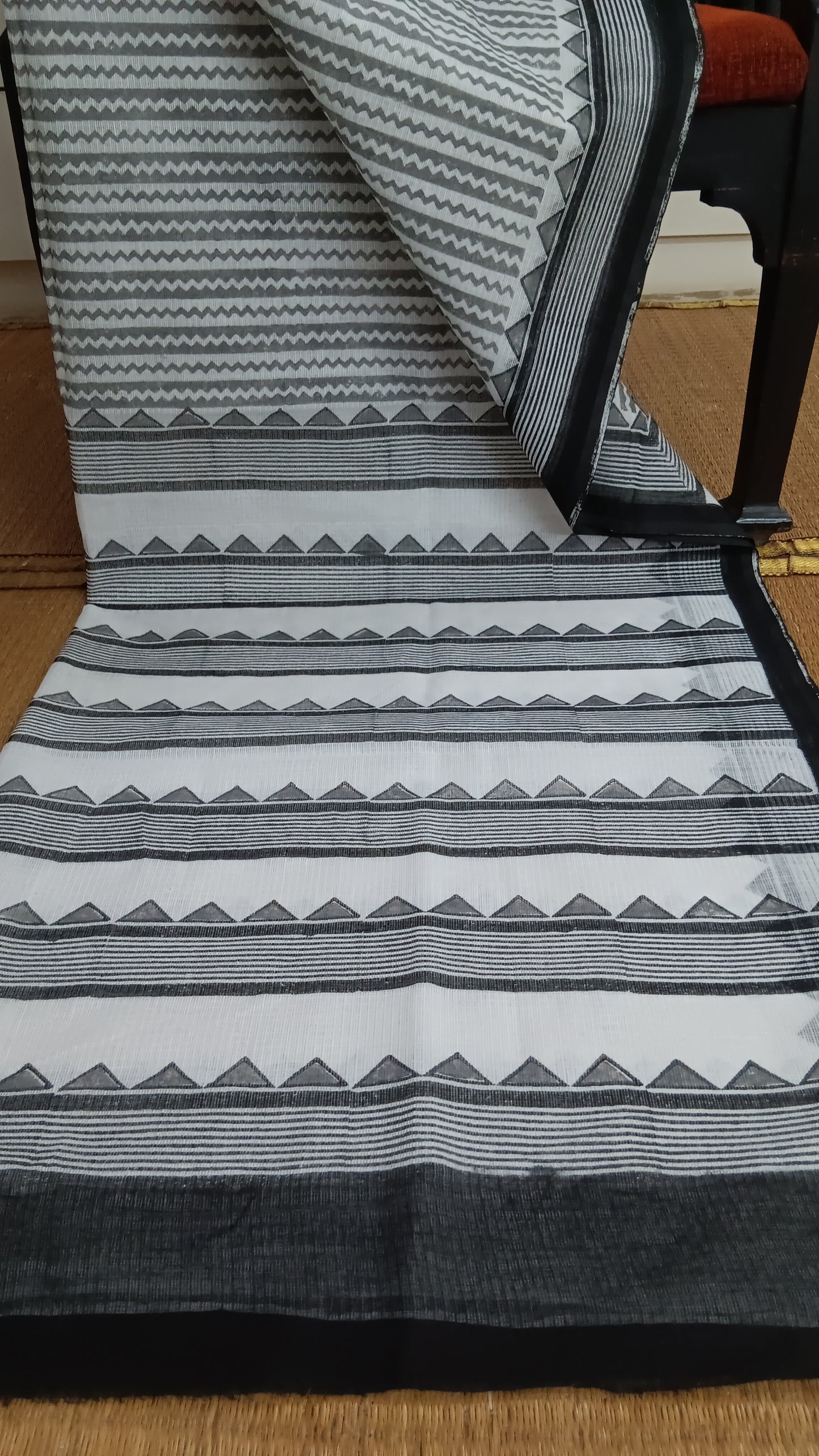 Grey printed kota cotton saree (CKT-109)