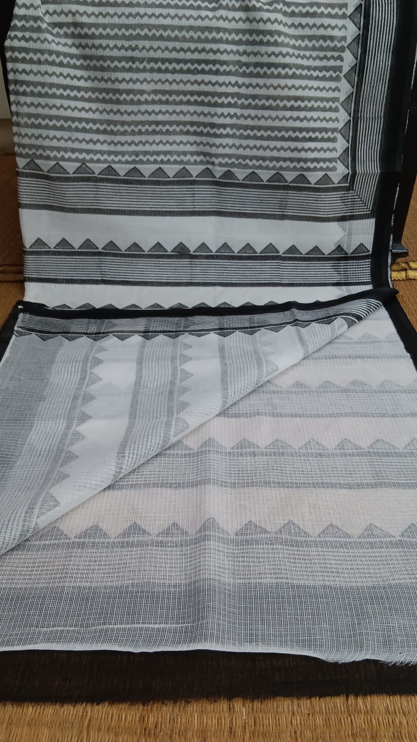 Grey printed kota cotton saree (CKT-109)