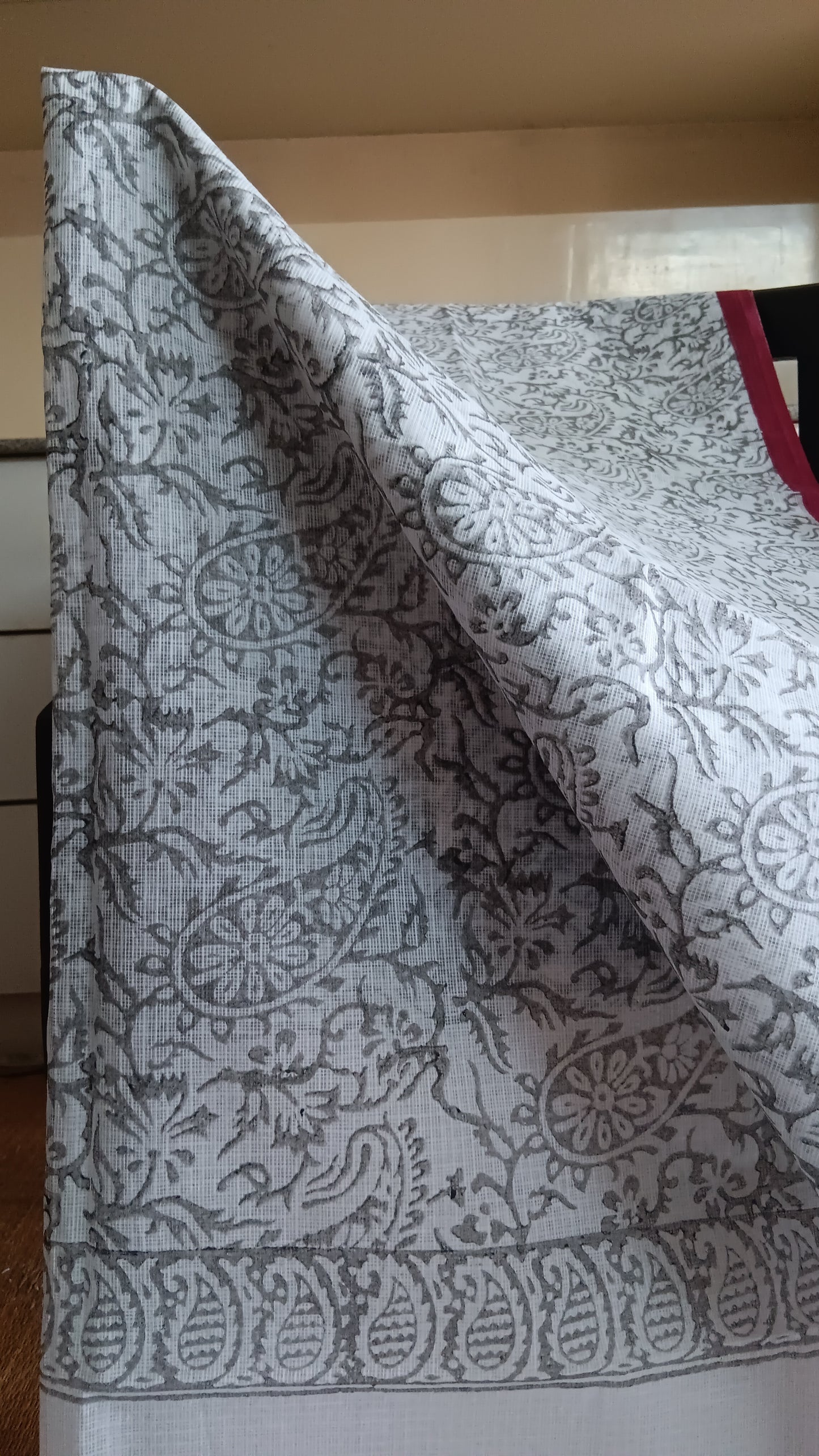 Grey printed kota cotton saree (CKT-204)