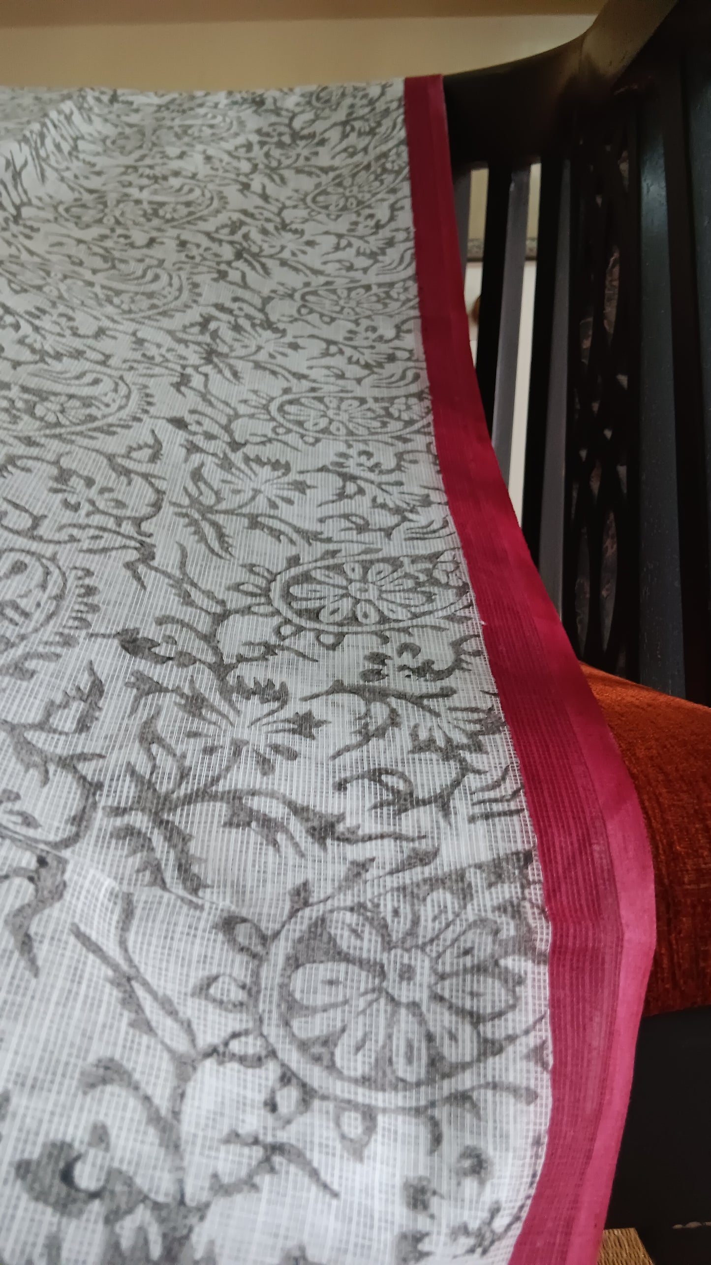 Grey printed kota cotton saree (CKT-204)