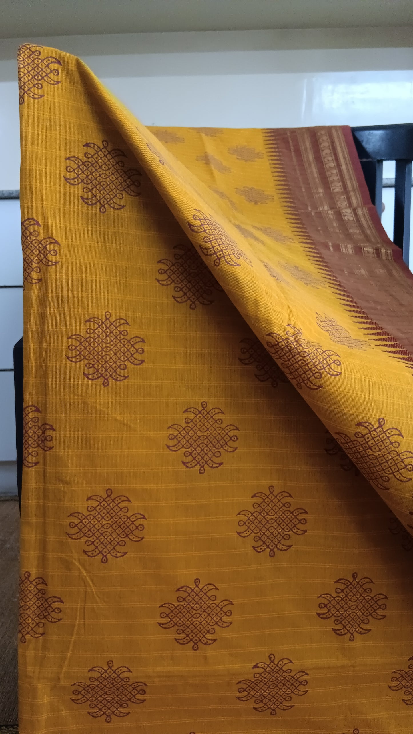 Kolam motif function wear cotton saree (CGOP-962)