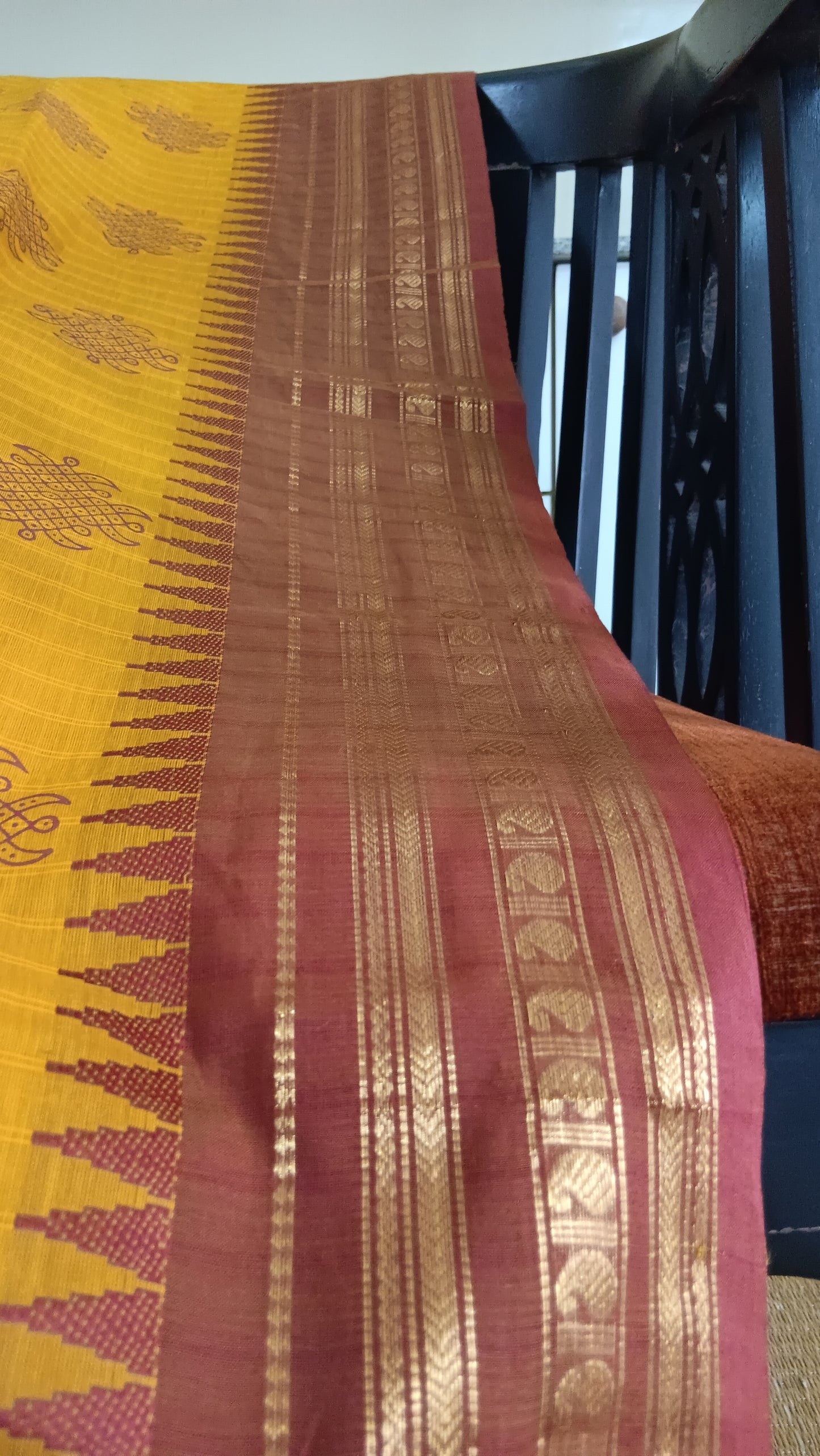 Kolam motif function wear cotton saree (CGOP-962)