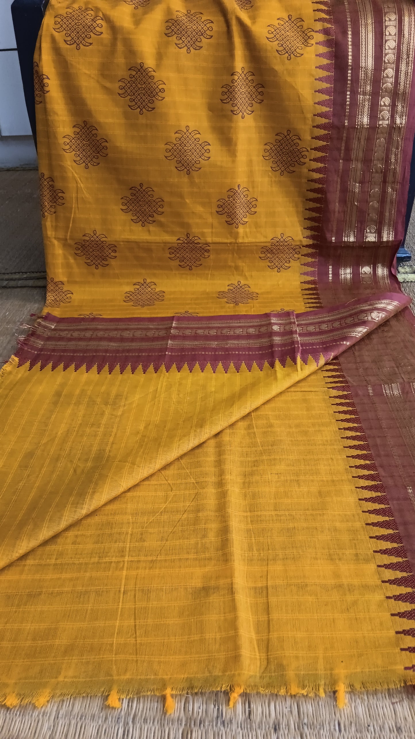 Kolam motif function wear cotton saree (CGOP-962)