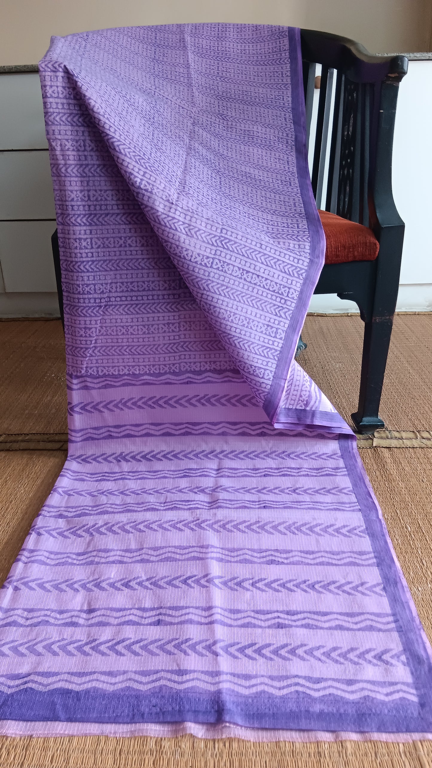 Lilac printed daily wear kota cotton saree (CKT-210)